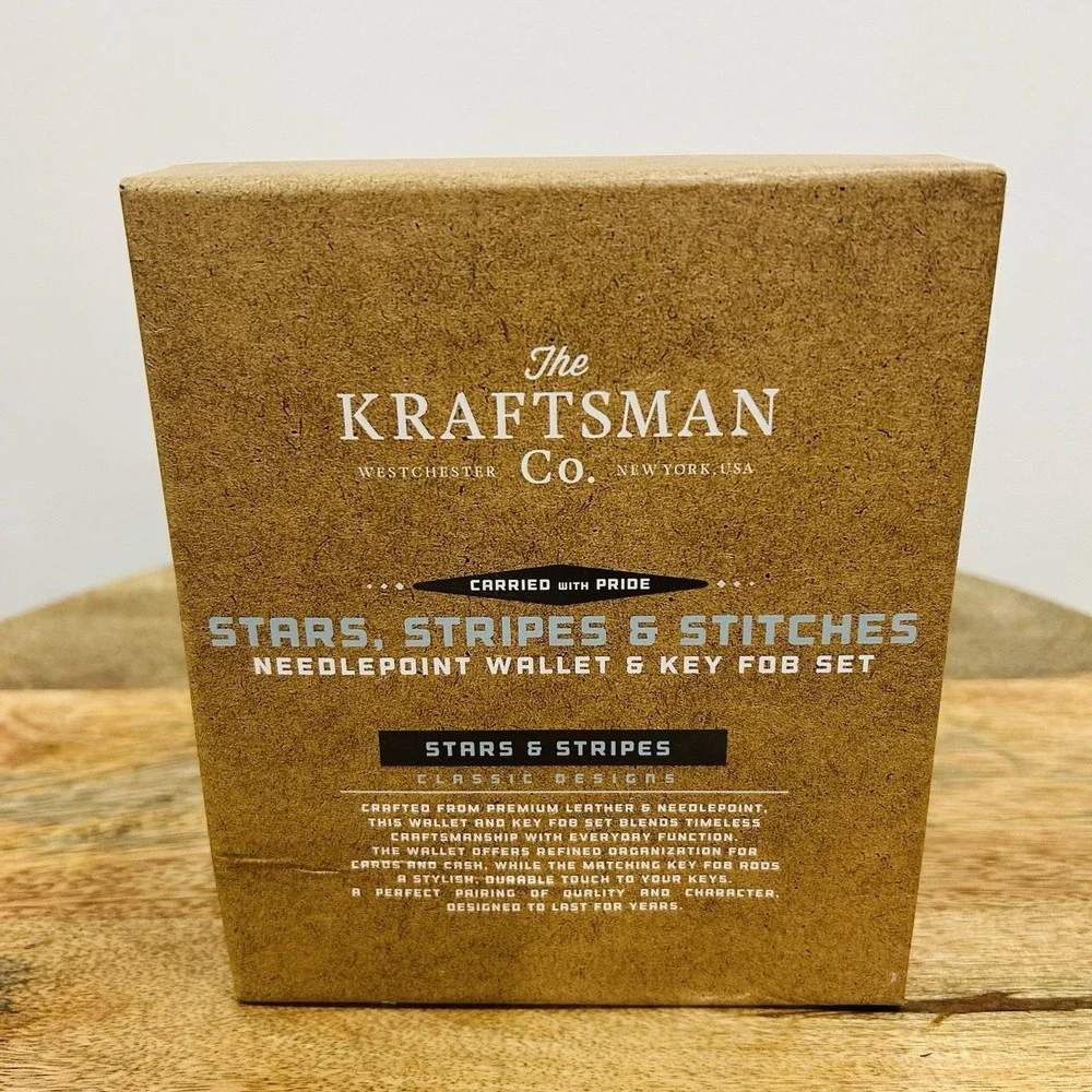 NWT The Kraftsman Co Stars Stripes and Stitches American Flag Needlepoint Wallet